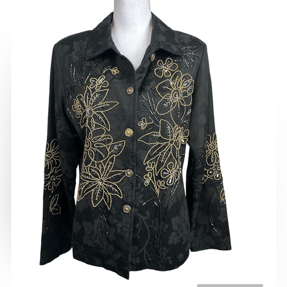 Vintage Draper’s & Damon’s Women’s Jacquard Classic Embellished Blazer Size M